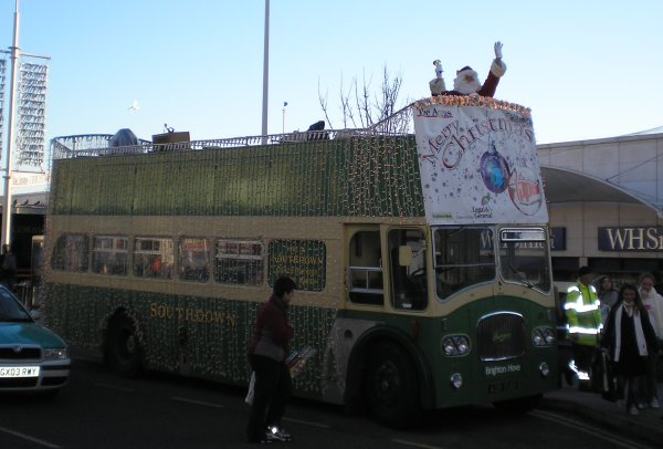 Santa travels by bus