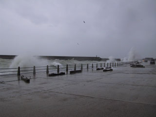 Sea breaking at West Beach, Newhaven