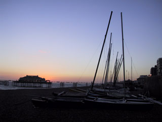 West Pier and boats at sunset
