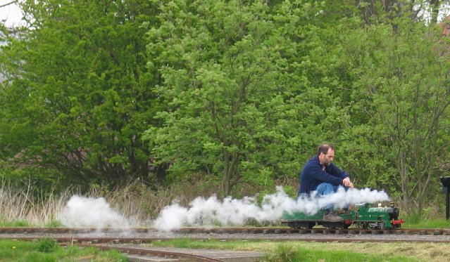 Miniature steam train at Waltham Mill