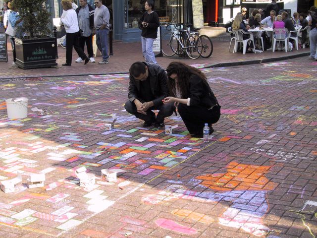 Chalk drawings on the streets