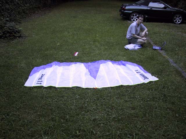 Rich, the kite, the laptop and our neighbour's car