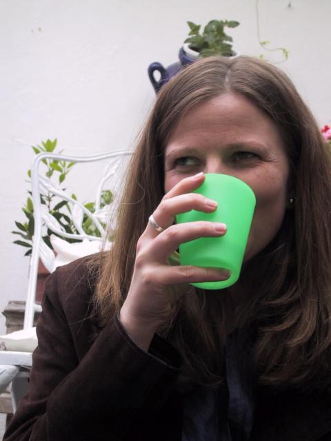 Susie and a plastic cup